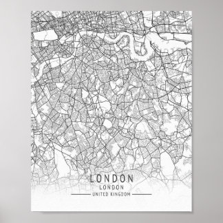 Póster Modern London, England Street Map