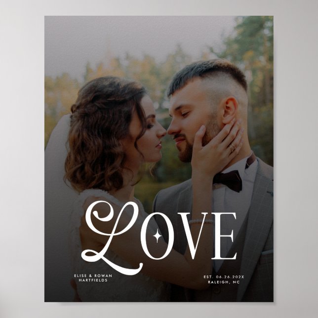 Póster Modern Love Custom Wedding Photo Couples Monogram (Frente)