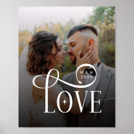Póster Modern Love Custom Wedding Photo Couples Monogram