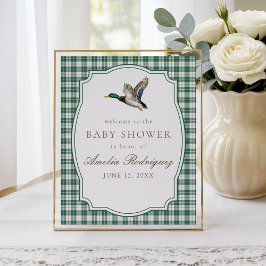Póster Modern Mallard Duck Gender Neutral Baby Shower