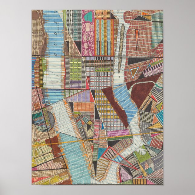 Póster Modern Map of New York II (Frente)