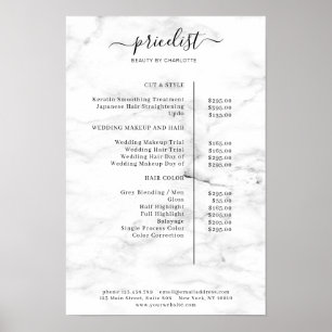 Póster Modern Marble Price List Poster