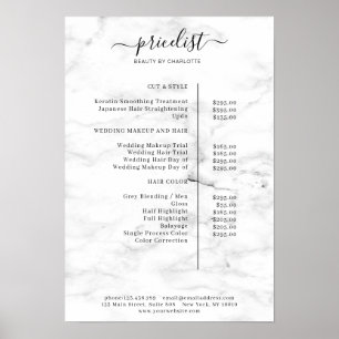 Póster Modern Marble Price List Poster