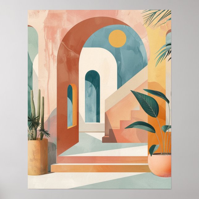 Póster Modern Mediterranean Boho Arch Wall Art Print (Frente)