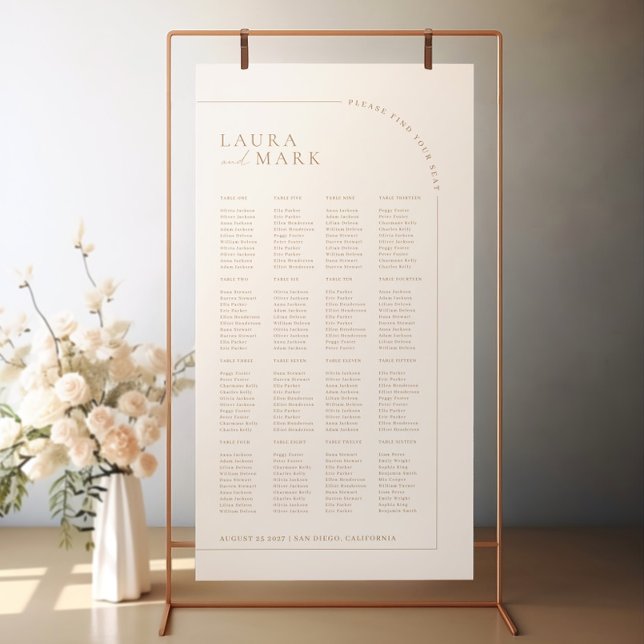 Póster Modern Minimal 160 Guests Wedding Seating Charts (Modern Minimal 160 Guests Wedding Seating Charts)