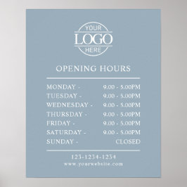Póster Modern Minimal Dusty Blue  Business Opening Hours