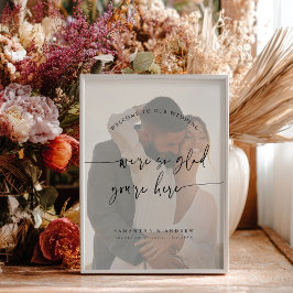 Póster Modern Minimal Elegant Script Wedding Photo Sign