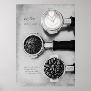 Póster Modern Minimalist Black White Coffee Art
