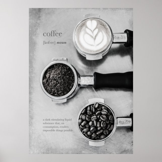 Póster Modern Minimalist Black White Coffee Art (Frente)