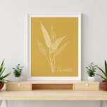 Póster Modern Minimalist Botanical in Yellow Personalized<br><div class="desc">Modern Minimalist Botanical in Yellow Personalized Poster</div>