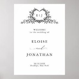 Póster Modern Minimalist Calligraphy Wedding Welcome