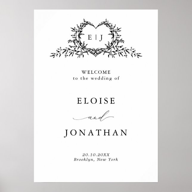 Póster Modern Minimalist Calligraphy Wedding Welcome (Frente)