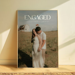 Póster Modern Minimalist Couple Photo "Engaged"