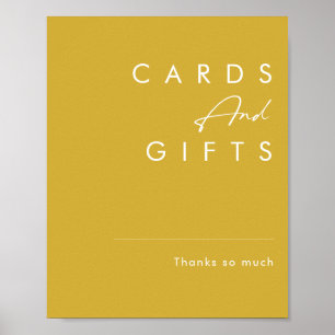 Póster Modern Minimalist Gold Cards and Gifts Sign