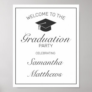 Póster Modern Minimalist Graduation Party Welcome Sign