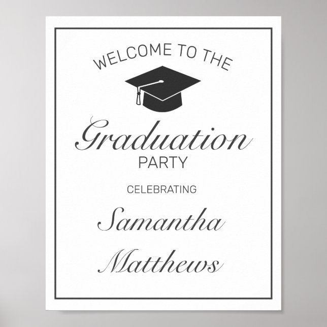 Póster Modern Minimalist Graduation Party Welcome Sign (Frente)