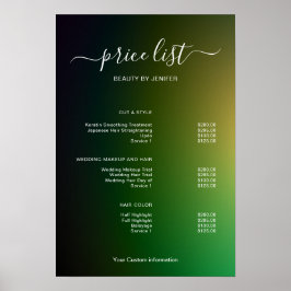 Póster Modern Minimalist Salon Price List Sign for Beauty