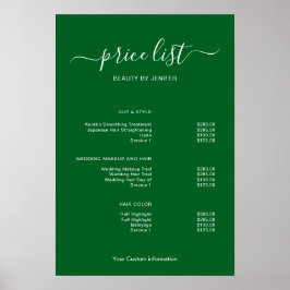 Póster Modern Minimalist Salon Price List Sign for Beauty
