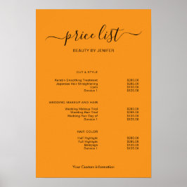 Póster Modern Minimalist Salon Price List Sign for Beauty