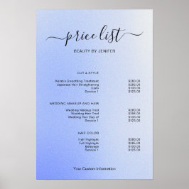 Póster Modern Minimalist Salon Price List Sign for Beauty