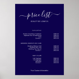Póster Modern Minimalist Salon Price List Sign for Beauty