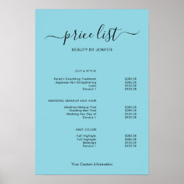 Póster Modern Minimalist Salon Price List Sign for Beauty