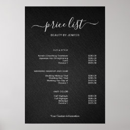 Póster Modern Minimalist Salon Price List Sign for Beauty