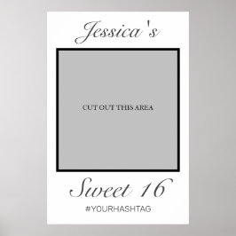Póster Modern Minimalist White Sweet 16 Photo Prop