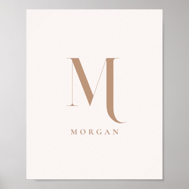 Póster Modern Minimalistic Beige Custom Monogram Initial (Frente)