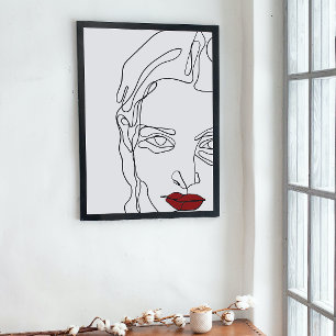 Póster Modern minimalistic one-line drawing face