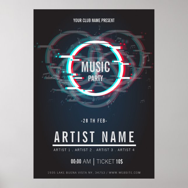 Póster Modern music party flyer Announcement Poster (Frente)