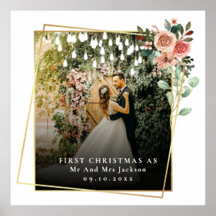 Póster Modern Nuestra Primera Navidad Como Sr. y Sra. Flo