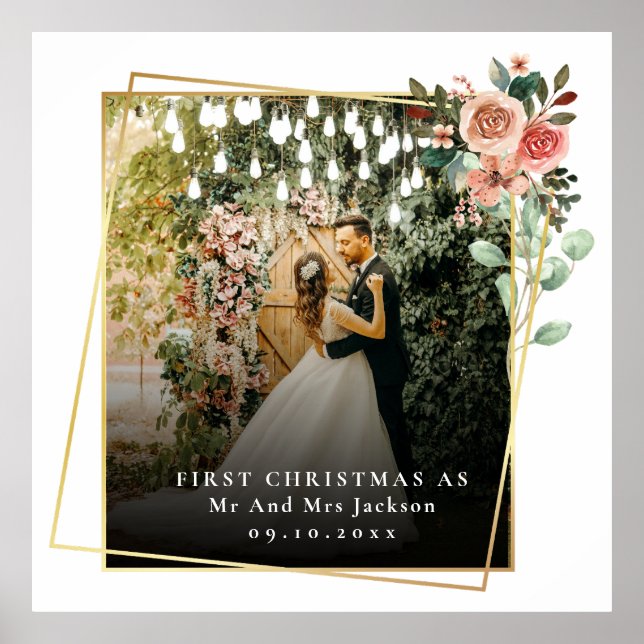Póster Modern Nuestra Primera Navidad Como Sr. y Sra. Flo (Frente)