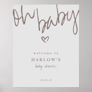 Póster Modern Oh Baby Gender Neutral Baby Shower Welcome 