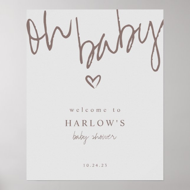 Póster Modern Oh Baby Gender Neutral Baby Shower Welcome  (Frente)