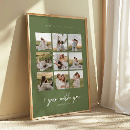 Póster Modern Olive Green 1st Anniversary Wedding 9-Photo