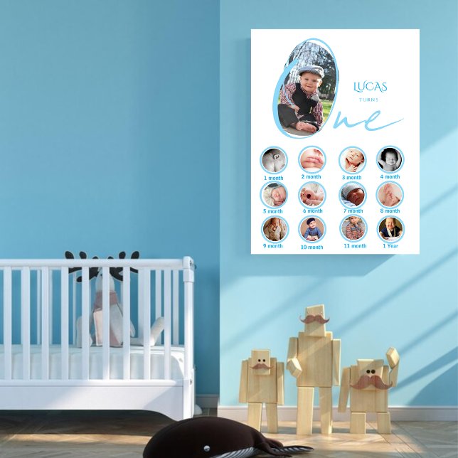 Póster Modern One Year Milestone Baby Boy Photo Collage  (Subido por el creador)