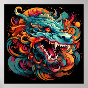 Póster Modern Oriental Dragon Majesty