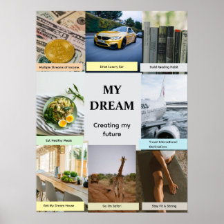 Póster Modern Overlap Grid Vision Board Poster