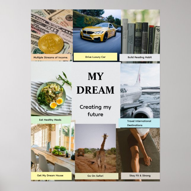 Póster Modern Overlap Grid Vision Board Poster (Frente)