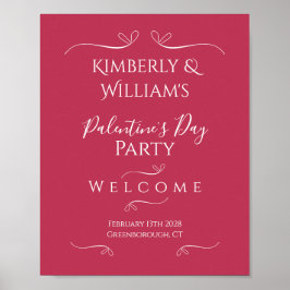 Póster Modern Pink Palentine's Day Party Welcome