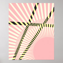 Póster Modern Pink Yellow Black Geometric Abstract