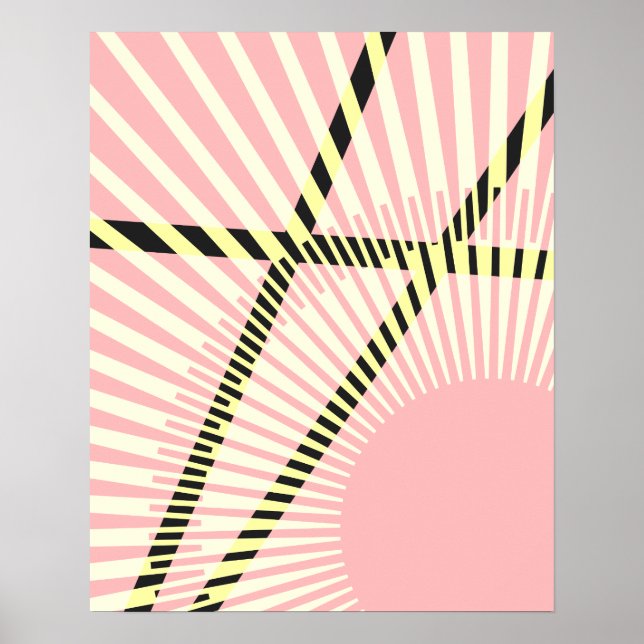 Póster Modern Pink Yellow Black Geometric Abstract (Frente)
