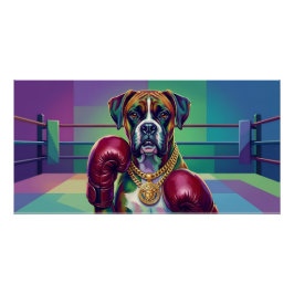 Póster Modern Pop Art Boxer Dog Boxing Athlete
