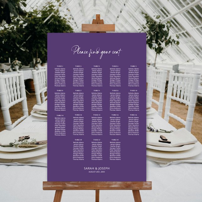 Póster Modern Purple 18 Tabla de asientos Boda (Subido por el creador)