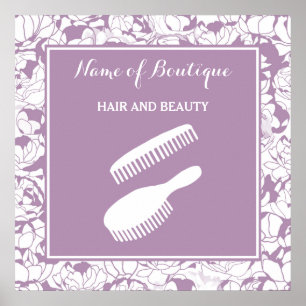 Póster Modern Purple Floral Beauty Boutique Rótulo