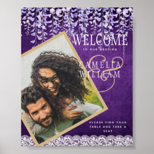 Póster Modern Purple Wisteria Lace Wedding