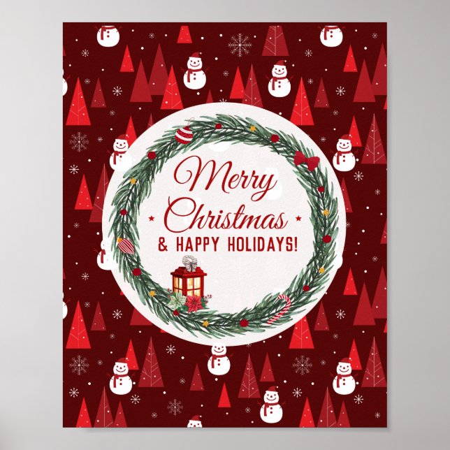 Póster Modern red merry christmas  holiday  (Frente)