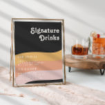Póster Modern Retro 70: Bebidas con firma arcoiris oscuro<br><div class="desc">Este moderno poster retro de los años 70 con un arcoiris oscuro es perfecto para su naranja de época, su oro rosa y su boda rosa de color rosa. Diseñado con elementos de un arco boho clásico y colorido y rayas minimalistas gruesas. El diseño tiene un toque de playa tropical...</div>