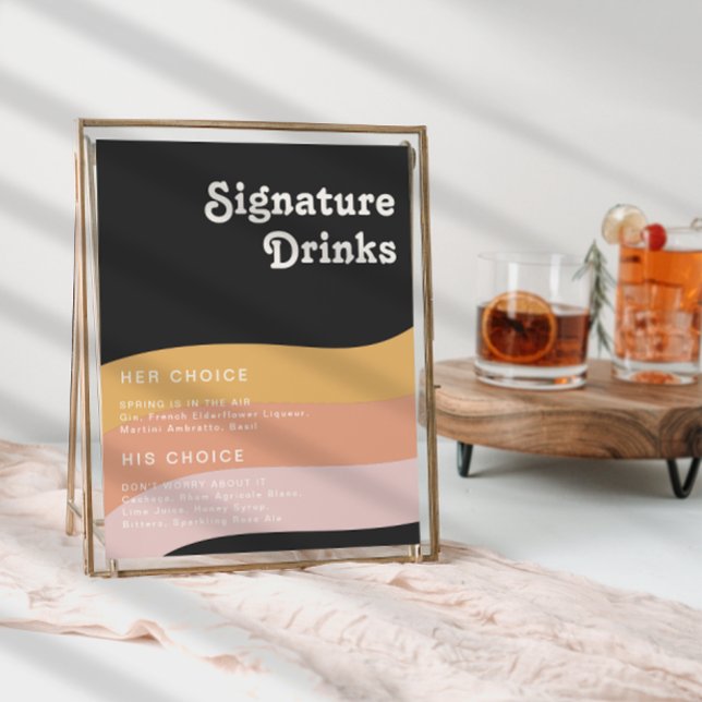 Póster Modern Retro 70: Bebidas con firma arcoiris oscuro (Subido por el creador)